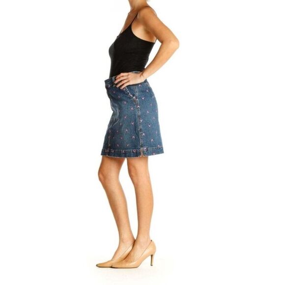 Lilly Pulitzer Women Denim Mini Skirt With Pink Embroidered Whale Size 2 - Picture 6 of 14